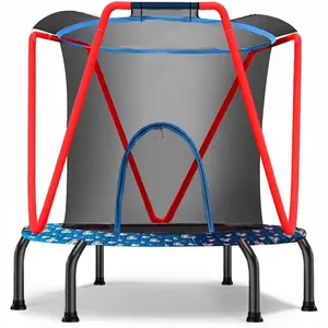66'' Trampoline for Kids Toddler Indoor Outdoor Small Trampolines for Baby with Heighten Net No-Gap Design Adjustable Mini Spring-Free Trampoline