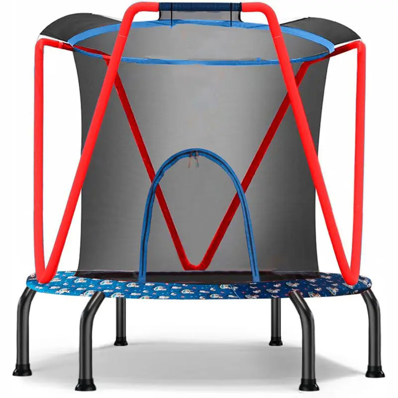 66'' Trampoline for Kids Toddler Indoor Outdoor Small Trampolines for Baby with Heighten Net No-Gap Design Adjustable Mini Spring-Free Trampoline