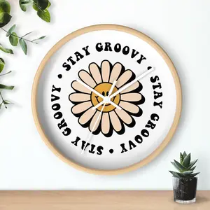 Stay Groovy Retro Flower Wall Clock