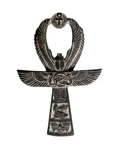 Ankh - Key of Life with Wings, Grey Basalt Stone