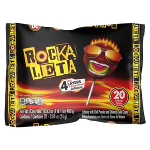 Rockaleta (20 Pack) - Spicy and Sweet Layered Hard Candy with Chili and Fruity Flavors, Dulces Rockaleta (20 Pack) - Spicy and Sweet Layered Hard Candy with Chili and Fruity Flavors, Dulces