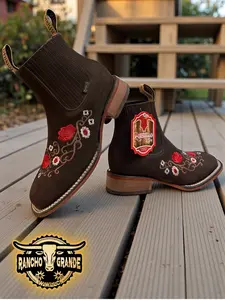 Botines para Dama Diseno Bordado Piel Genuina / Women Ankle Boots Genuine Leather