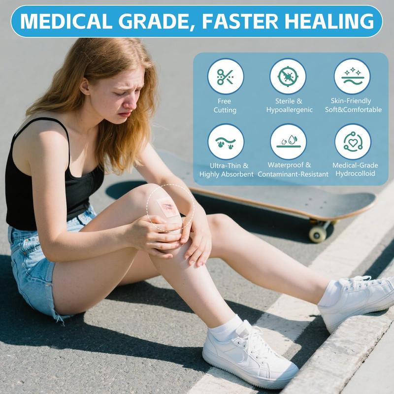 Hydrocolloid Bandages For Care  Extra Large Medical-grade Roll With Self-adhesive Ultra Absorbent Flexible & Waterproof Diy Size Shape First Aid Kit (2in*16ft)