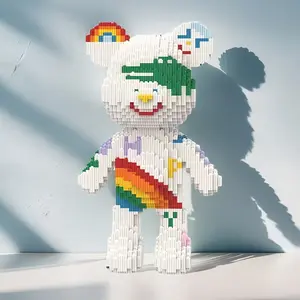 4564pcs Lucky Rainbow Bear 3D Puzzle Building Block Creative Decoration, Birthday/halloween/festive Gift, DIY Craft Hobby Decor