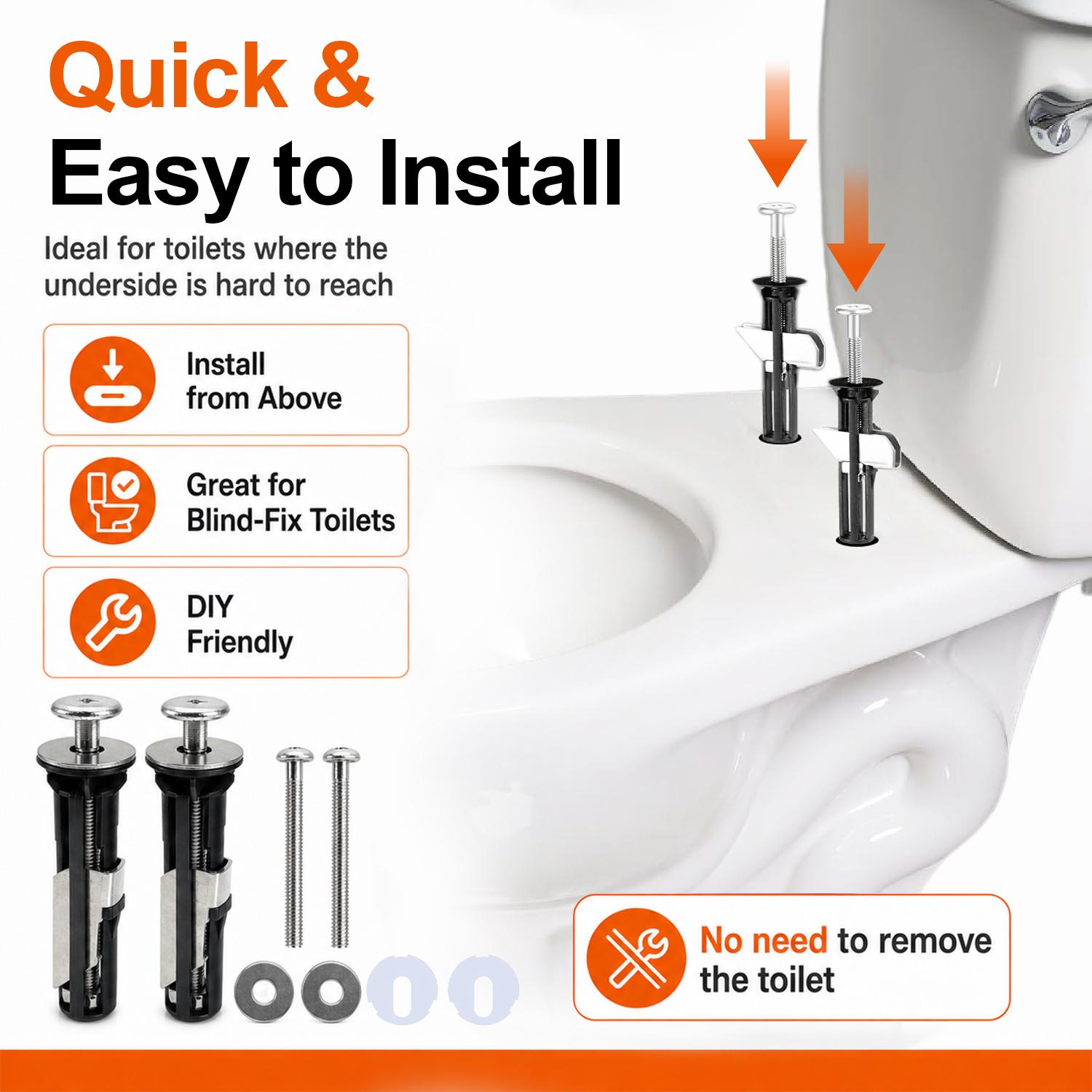 bogoeooa Universal Toilet Seat Bolt Kit Screws Quick Release Easy Install Toilet Seat Replacement Parts Toilet Cover Maintenance Fixing Accessories, Universal for Top Mount