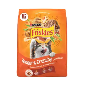 Purina Friskies Tender and Crunchy Dry Cat Food Flavors of Chicken, Beef, Carrots and Green Beans, 3.15 lb Bag