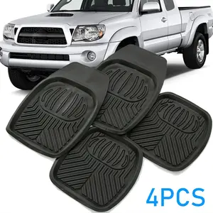 Automotive Floor Mats - Heavy-Duty Rubber, Front and rear Mats,All Weather Protection Heavy Duty Floor Liners,Pack of 4 ,Universal Fit Full Set, ClimaProof, Trimmable For Most Cars, Sedan, SUV, Truck, Black