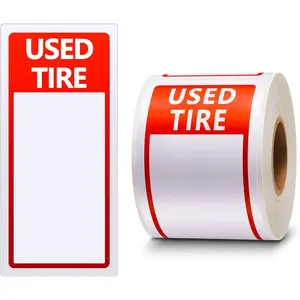 Affrolling 300 Pcs Used Tire Label 6" x 2-3/4" Price Stickers Shop Inventory Tags for Wheels Red and White Adhesive Sticks Blank Space for Retail Price Tread Sizes