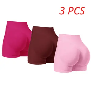 Women's Seamless Butt-Lifting Yoga Shorts - High-Waisted Tight-Fit Breathable Quick-Dry Buttery-Soft Workout 3" Shorts