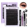 B&Q 200D Eyelash Clusters Kit, D-Curl Dramatic Soft Mega Thick Volume Individual Clusters, Waterproof Sleep-Proof DIY Cosmetic Lash Extensions, Week-Long Lasting Salon-Full Fake Lashes for Vacation #Falldealsforyou
