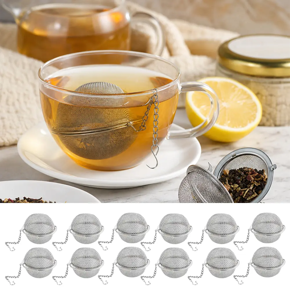12 piece Tea Infuser Stainless Steel Mesh Tea Ball Reusable Durable Tea Filter Extra-Fine Mesh Tea Leaf Holder for Brew Loose Leaf Tea
