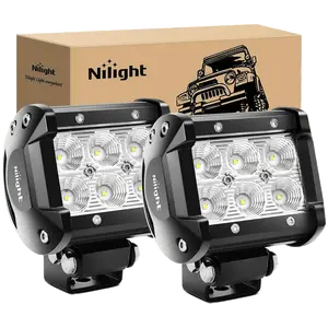 Nilight Led Pods 2Pcs 18W 1260LM Flood Off Road Lights Super Bright Driving Work Fog Lamps for Trucks Pickup Golf Cart SUV ATV UTV 4x4 Van Camper Boat