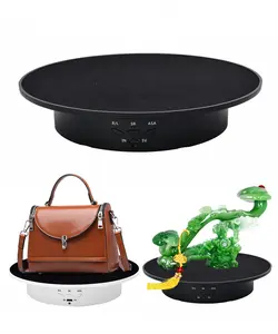 360-Degree Electric Rotating Turntable Low Noise Adjustable Smooth Rotation Non-Slip Display Stand for Photographic Products Black 7.8 inches Load 17 LB with Velvet Top Universal Electric Camera Bear Picture Rechargeable Smartphone Plug
