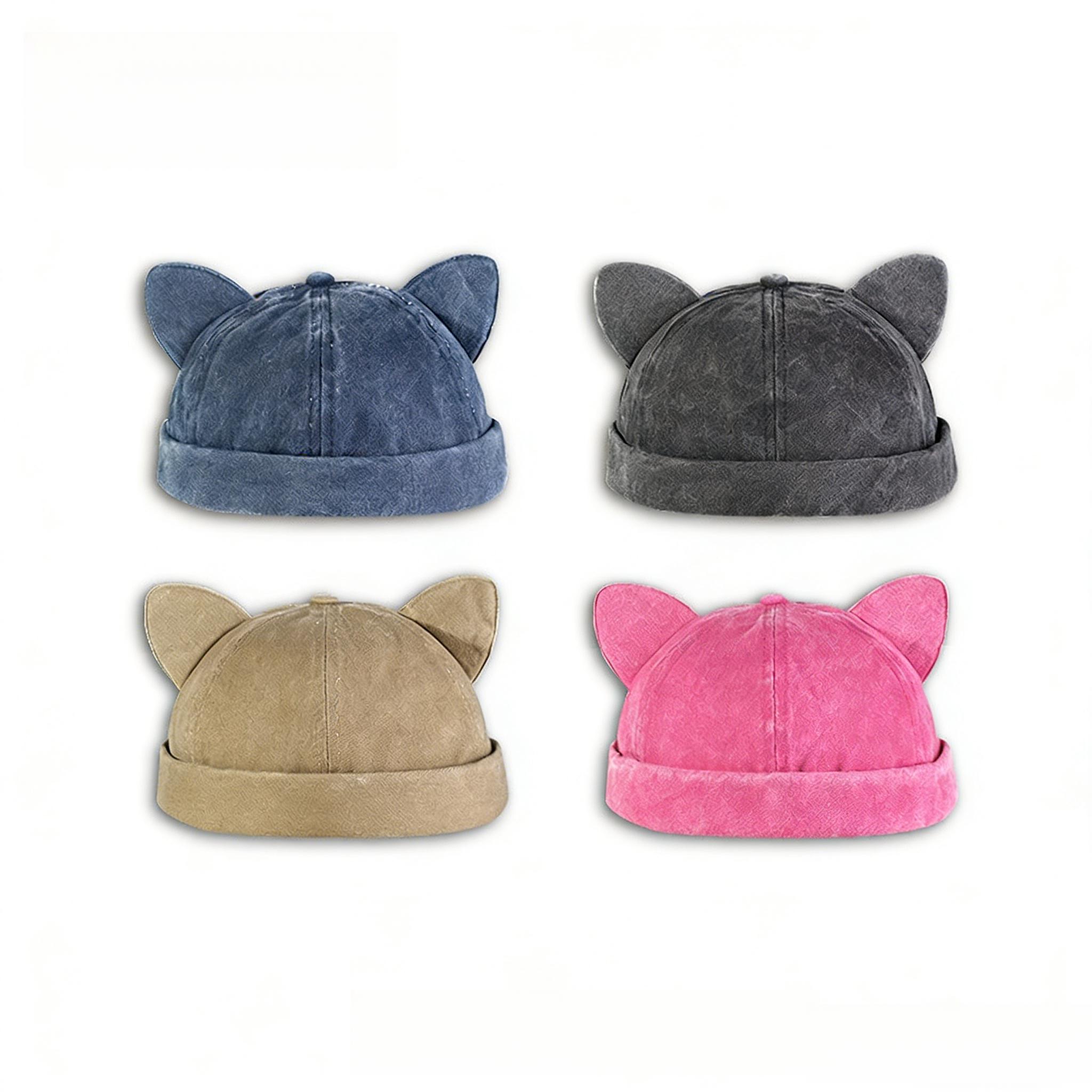 Vintage washed and distressed beanie hat, adjustable skullcap, hipster summer sun hat suitable for daily commuting