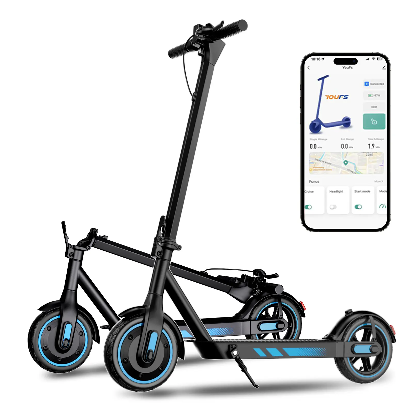 Electric Scooter for Adults 500W Motor 28MPH 22 Mile Long Range 10.5Ah Battery Nonslip Tires Foldable Commuter Scooter App Control Lights Official Warranty Folding Escooter Ebike Controller