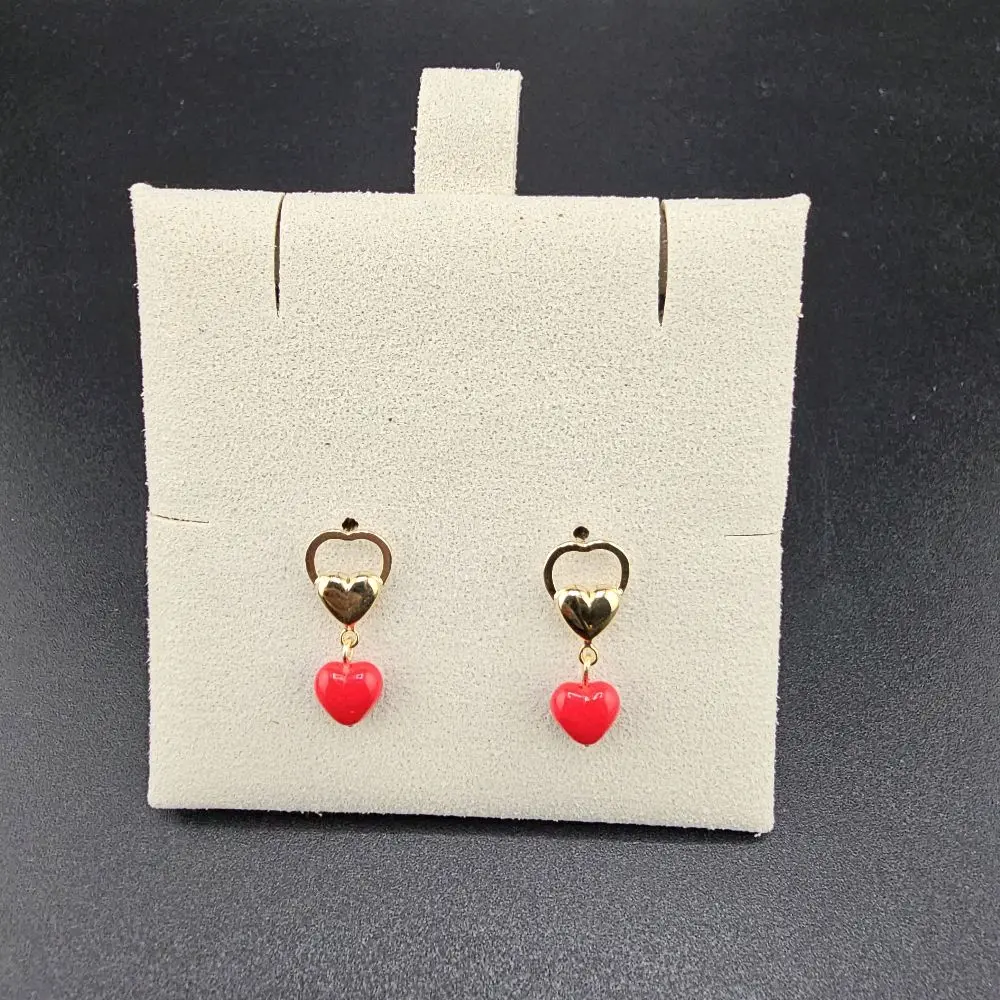 14k Gold Red Heart Earrings, Kenia Collection Everyday Wear Jewelry