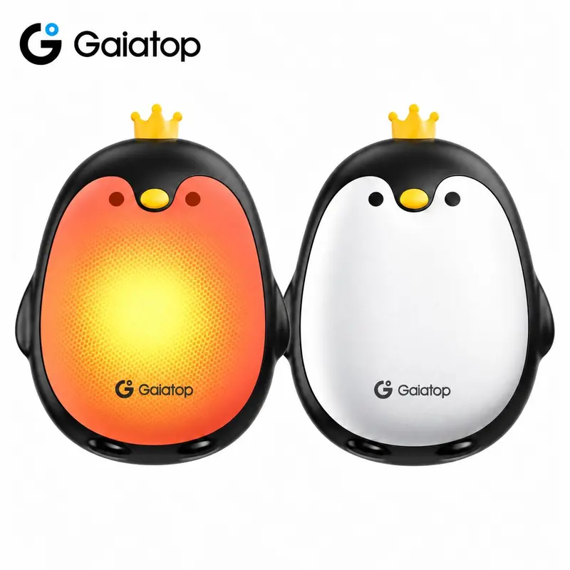 GAIATOP 2-Pack Cute Penguin Rechargeable Hand Warmers with Built-In Battery, 10H Long-Lasting Portable Pocket Heater, 3 Heat Settings Fast Heating, Winter Warm Stocking Stuffers for Women for Outdoor Sports Skiing Commutes