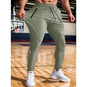 Men's 4-Way Stretch Drawstring Joggers, Lightweight Zip Pocket Athletic Pants for Gym, Running & Daily Wear