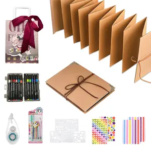 99+ Inch Accordion Foldable Scrapbook Album - Preserves Memories, for Weddings, Travel, Lovers, Friends, Graduation, Anniversary, Family | DIY Craft Kit with Markers, Stickers, Dot Glue & Gift Bag
