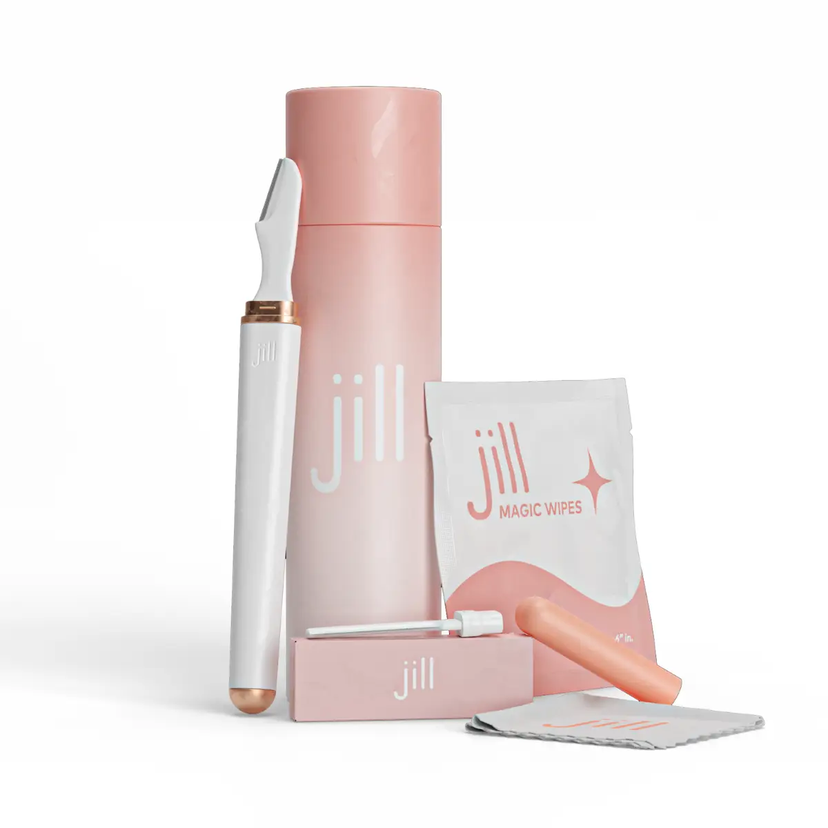 Jill Facial Razor Kit for Women | Facial Hair Removal Dermaplaning Kit Includes 1 Jill Wand, 1 Pre-Shave Oil Wipe, 2 Dermaplane Razors for Sensitive S