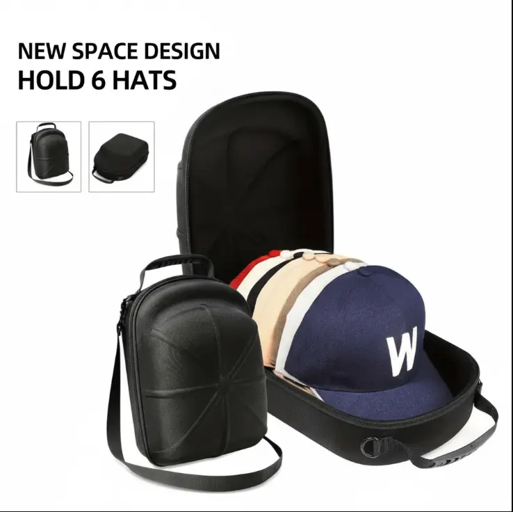 6-Cap Hard Hat Travel Case with Shoulder Strap, Lightweight Durable Pouches Travel Organizer, Protective Storage for Baseball Caps, Customizable Father's Day Gift Carry Pouch, Pouches Travel Organizers, Protective Travel Organizers