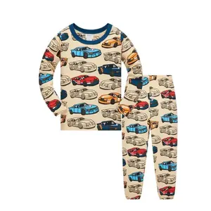 Children's clothes 100% Cotton Pajama Set boys,  fully printed Cartoon car  Children's sleepwear Set 1-8 Years