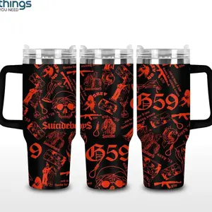 Suicideboys Red G59 20oz - 40oz With Handle Tumbler, Dark Trap Music Stainless Steel Tumbler, Underground Rap Fan Gift, Gothic Aesthetic Drinkware, Perfect Gift For Rap Lovers