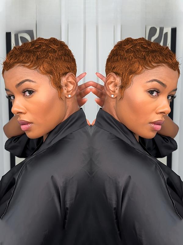 Pixie Cut Wig for Women Curly Wave Wig Halloween Wig Full Machine Made Wig 150% Density 6 Inch Pixie Wigs