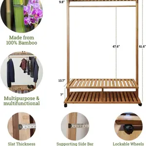 Dora Wooden Bamboo Rack - Multi-Use Clothe and Shoe Organizer - Hangers, Organiser Decor
