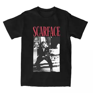 Tony Montana T-Shirt Men Scarface Movie Fun Cotton Tee Shirt Round Neck Short Sleeve T Shirts Summer Clothing trendy country faithful game day cotton vintage animal graphic tiger tee outdoor sport sunday outfit hoodies men spring autumn winter men party