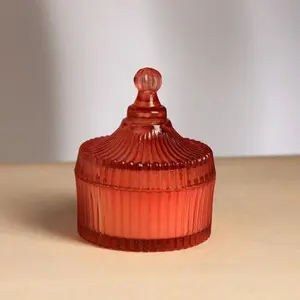 Posh Radiance Scented Wax Candle - Handmade Soy Wax Orange Glass Vessel with Long Lasting Burn Time & Unique Artistic Design for Home Decor and Gifts