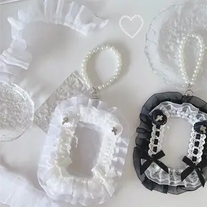 Sweet DIY Card Holder with Ribbon Lolita Lace Photocard Case Anime Idol Display Photo Protector Case Card