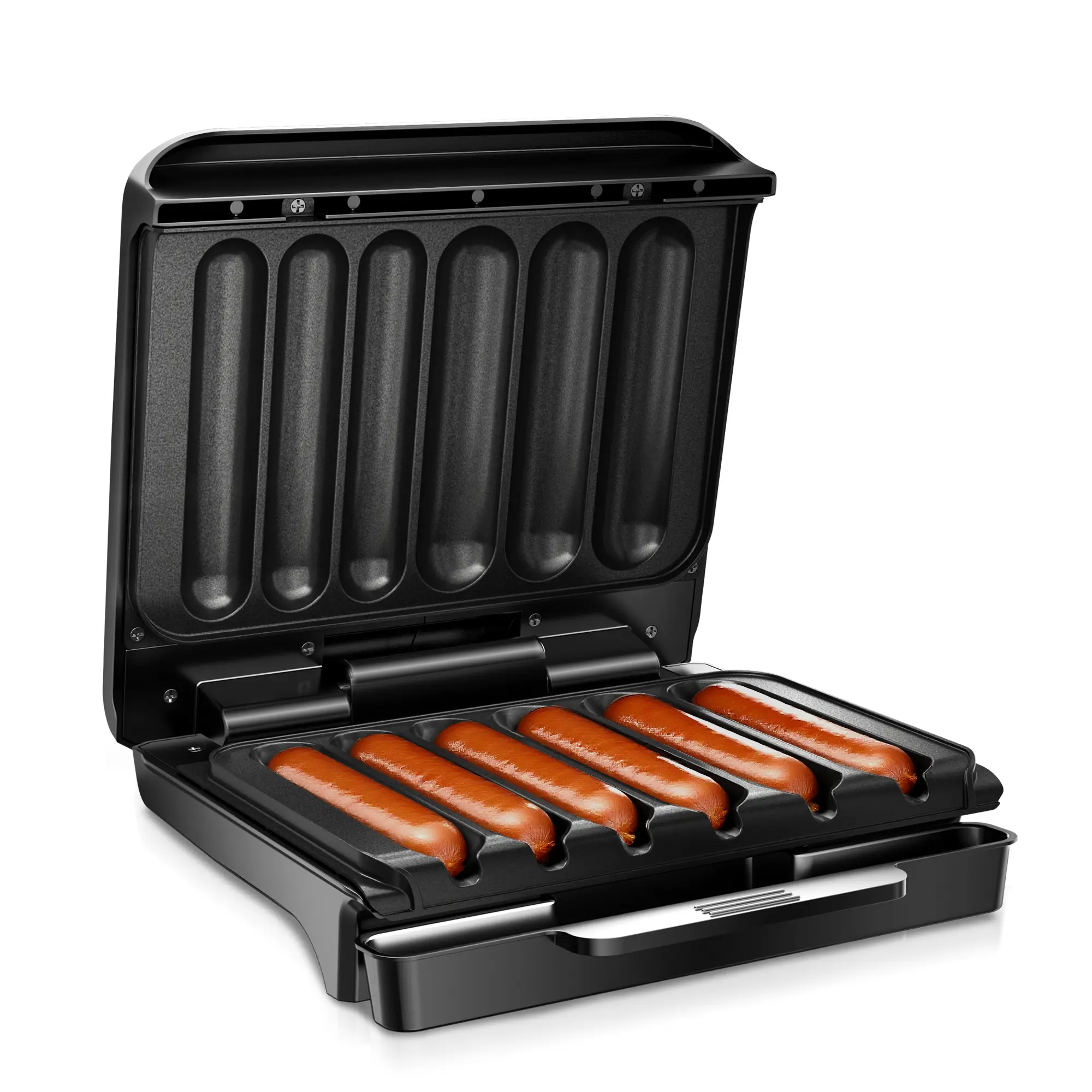 Electric Hot Dog Machine - Household Specialty Kitchen Appliance with Nonstick Plate, Oil Drip Tray, Cord Storage, Non-Slip Design, High-Quality Material, Ideal for Quick Snacks, Health-Conscious Families, Veggie Sausages, BBQ