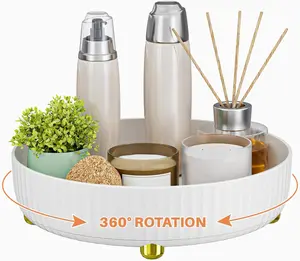 [New deal] Bathroom Organizers and Storage - Rotating Makeup Organizer Tray for Perfume, Skincare, Lazy Susan Organizer, White, Bathroom Counter Organizer, Minimalist