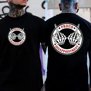 (Two side) PROUD DISAPPOINTMENT Defiant Bone Hand Print Men's Hoodie Unisex Fashion Soft Fabric ShortSleeve Regular Fit Casual Streetwear Crewneck Graphic Tropical