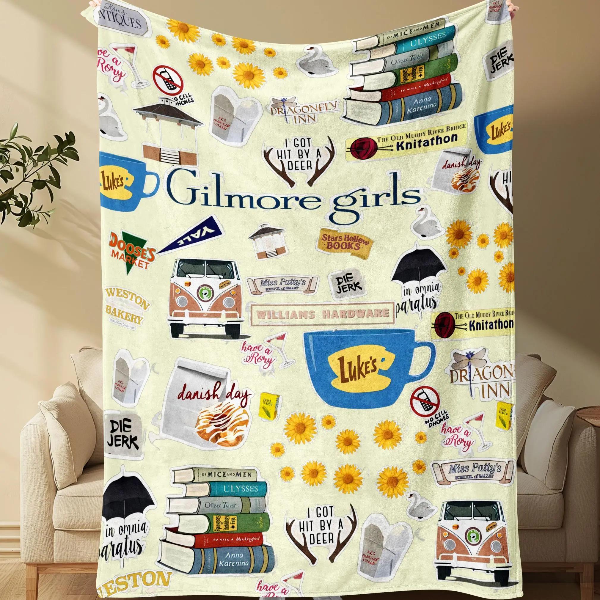 Gilmore Girls Pattern Napping Blanket, 1 Count Soft Warm Throw Blanket, Air-conditioned Room Blanket, Warm Nap Blanket for Home & Office & Travel, Hal