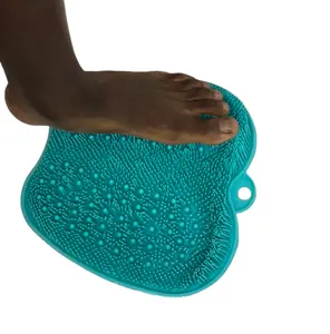KeptFeet Shower Foot Scrubber Mat - No-Bend Exfoliating Silicone Mat with Suction Cups