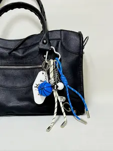 Streetwear Basketball Golf Motel Keychain Athletic Sports 3D Basketball Keyring Golf Club Ball Keychain Motel Tag Bag Charm Men's Sport Pendant Basketball Golf Dice Car Key Holder Braided Rope Purse Charm Bag Chain Backpack Accessories Gift for Him Her