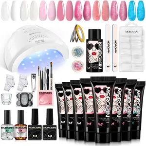 Halloween Special! Morovan Poly Gel Nail Kit – 8Colors + 48W UV Lamp, Perfect for Beginners & Pros Manicure Multicolored Gemstones