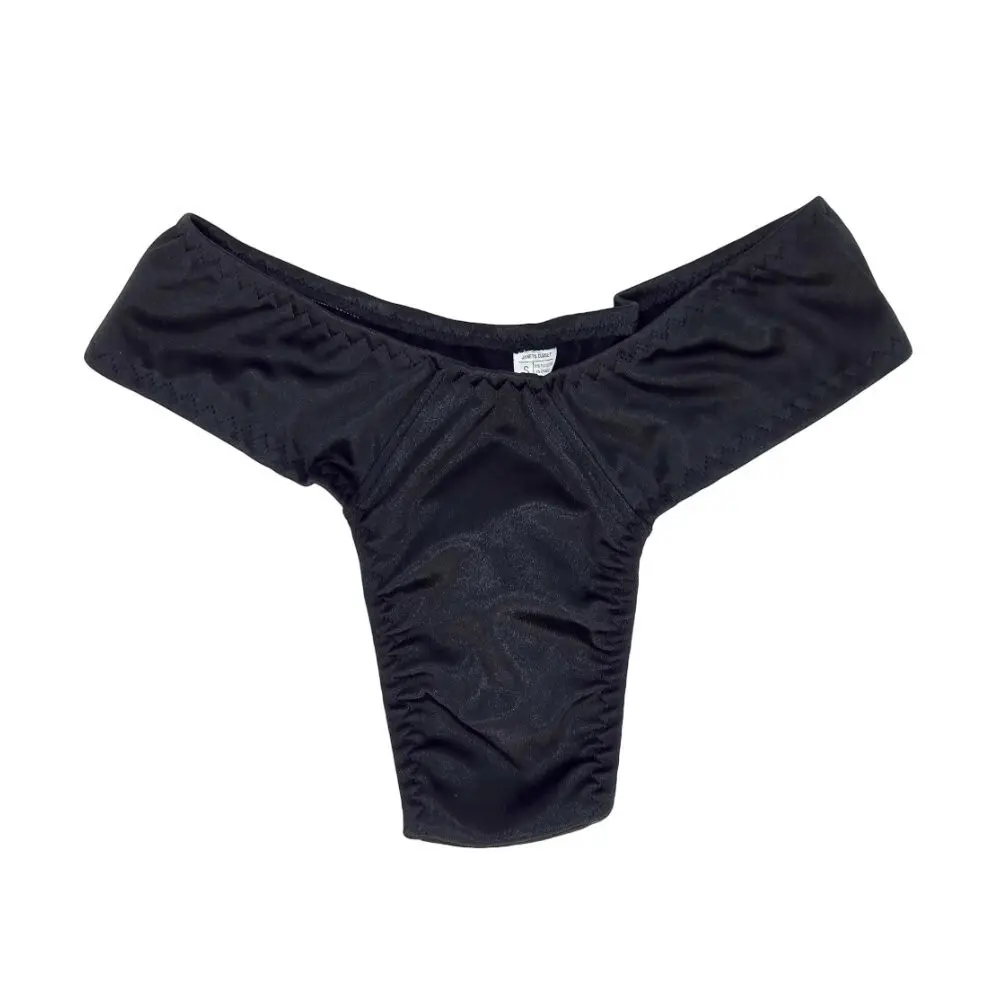 Janet's Closet Silky Satin Gaff Thong Wide Band Tucking Panty for a Smooth Feminine Look XS-4X Soft Stretchy Waistband No-Stretch Front Panel - Womenswear