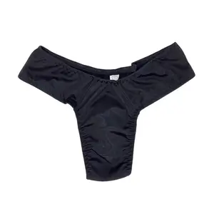 Janet's Closet Silky Satin Gaff Thong Wide Band Tucking Panty for a Smooth Feminine Look XS-4X Soft Stretchy Waistband No-Stretch Front Panel - Womenswear