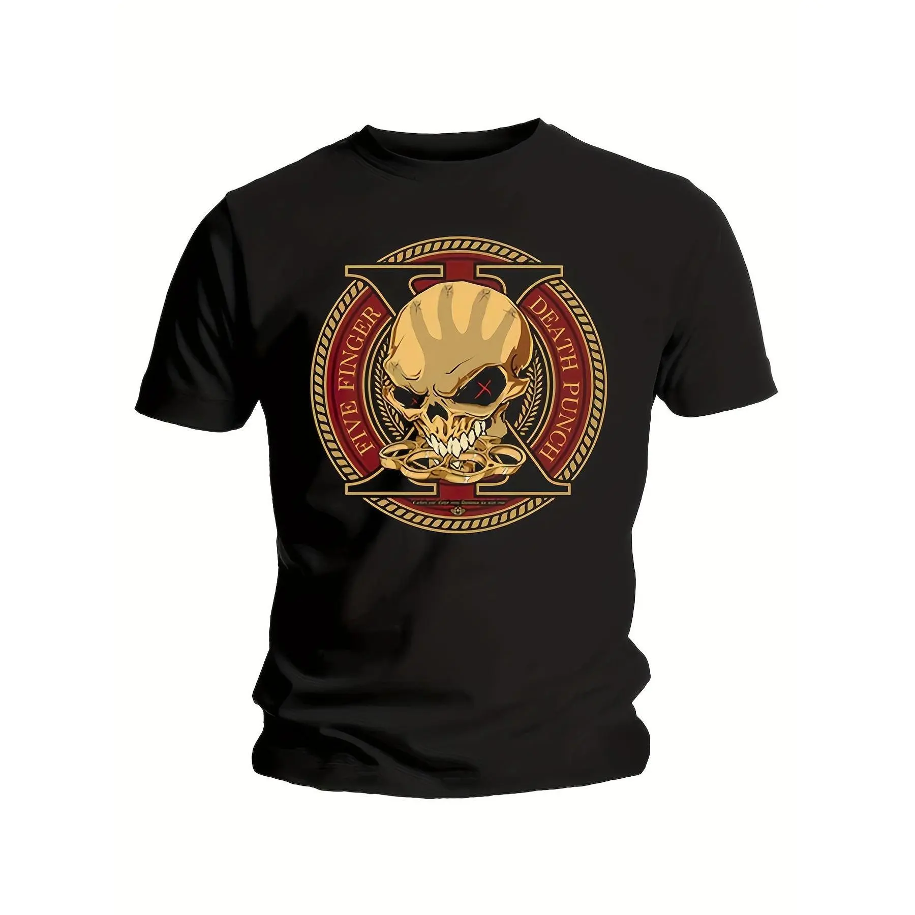 2000s band t-shirt, rock band t-shirt, Five Finger Death Punch t-shirt, 5fdp t-shirt, ffdp t-shirt, fashionable short-sleeved t-shirts for men and women in all seasons, 220g t-shirts