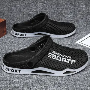 Men's Closed-Toe Slide-On Slippers - Summer Breathable 2-Way Slide Shoe, Non-Slip Soft EVA Soles, Thick-Soled Beach Footwear