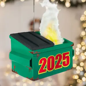 Dumpster Fire 2025 Christmas Ornament Keepsake with Flickering Led Light