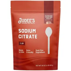 Judee's Gluten Free Sodium Citrate 1lb (16oz) - 100% Non-GMO, Keto-Friendly and Nut-Free - Food Grade - Great for Molecular Gastronomy Cooking - Emulsifier for Cheese Sauce - Serves as Preservative
