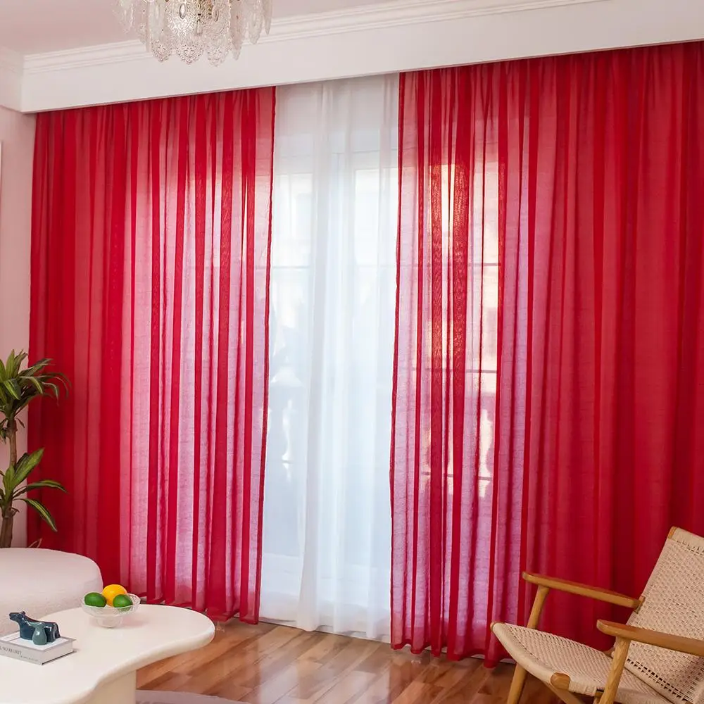 Plain Sheer Curtain, 1 Count Window Curtain For Home Living Room Bedroom Decor