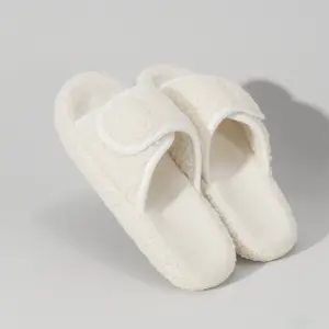 Velcro Adjustable Cozy Warm Winter Slippers, Soft Fuzzy Stylish House Slippers for Women Men, Comfortable Indoor Daily Use
