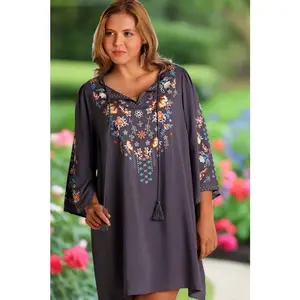 Umgee Embroidered Plus Dress - Slate