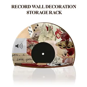 1pc Wooden Vinyl Record Wall Decor, Collage Art Album Posters Wall Storage Rack, Aesthetic Retro Record Decor for Bedroom Living Room Dorm, Music Lover Gift, Vinyl Decor Home Art Display Decoration