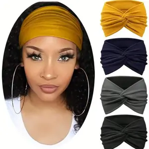 Solid Color Wide Band Hairbands High Stretch Sweat Absorbing Fashion Hair Accessories for Women & Girls Comfortable Fit Stylish Look Versatile Design